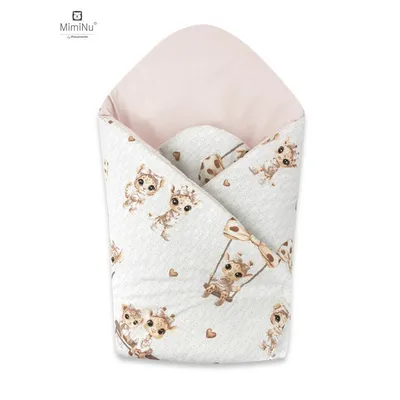 KIECZMERSKI Rożek Usztywniony 75x75 cm MIMINU DESIGN Żyrafki Bawełna 100% - Beżowo-Różowe