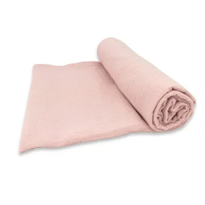 KIECZMERSKI Pielucha - Otulacz 120x120 MUŚLIN Bawełna 100% Pudrowy Róż