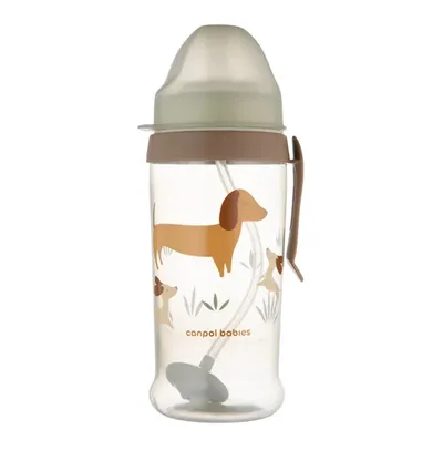CANPOL 56/510_BRO Bidon Niekapek Z Rurką I Odważnikiem 350ml PIESKI