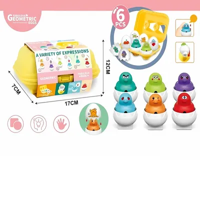 WOOPIE 54146 Układanka Sorter Montessori Dopasuj Kształty Zabawne Kurczaczki Jajka 6szt