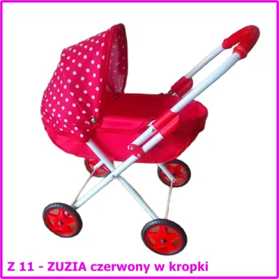 Wózek Dla Lalek ZUZIA Głęboki W Kropki Z11 - Czerwony