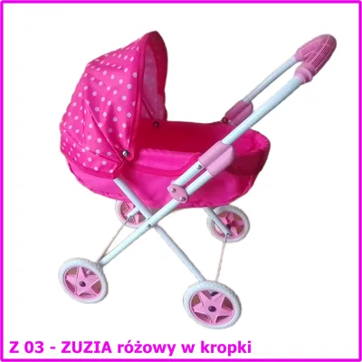 Wózek Dla Lalek ZUZIA Głęboki W Kropki Z03 - Różowy