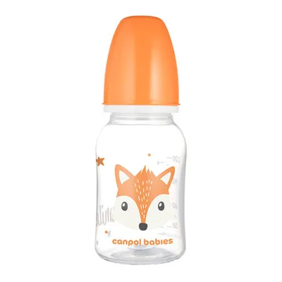 CANPOL 11/851 Butelka Standardowa 120ml CUTE ANIMALS - Pomarańczowa