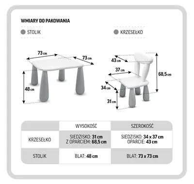 MALTEX SET LUNA CLASSIC Stolik Dla Dzieci + Krzesełko Biały/Beżowy