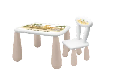 MALTEX SET LUNA MADAGASKAR Stolik Dla Dzieci + Krzesełko Biały/Beżowy