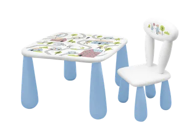 MALTEX SET LUNA TOWN Stolik Dla Dzieci + Krzesełko Biały/Niebieski