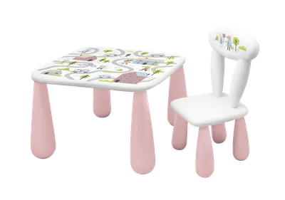 MALTEX SET LUNA TOWN Stolik Dla Dzieci + Krzesełko Biały/Różowy