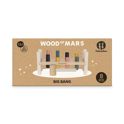 PETITE&MARS 610729 Drewniana Zabawka Do Przebijania Big Bang Aurora Pink 12 m