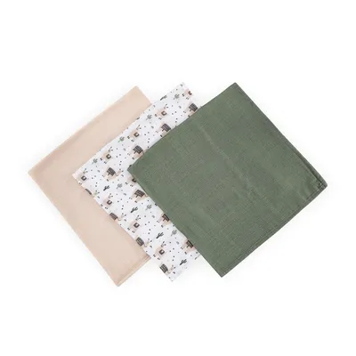 PETITE&MARS 415365 Zestaw Pieluszek Z Muślinu Bambusowego 3 szt 68x68 cm Llama Vibes