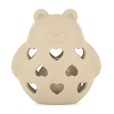 PETITE&MARS 606818 Silikonowa Zabawka Z Grzechotką Bear Basil Desert Sand