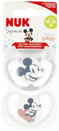 NUK 177176 Smoczek Uspokajający 18-36M SPACE MYSZKA MIKI 2 szt. 529115 - Biały