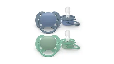 AVENT SCF091/42 Smoczek Ultra Soft 6-18M 2 szt. Niebieski/Zielony