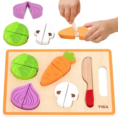 VIGA 44790 Drewniana Układanka Edukacyjna Montessori Warzywa