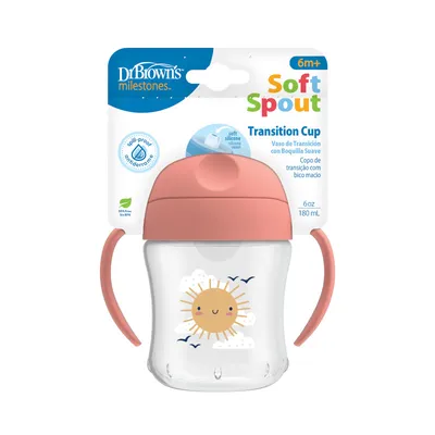 Dr.Brown TC61003 Kubek Miękki Ustnik 180ml 6m - Różowy