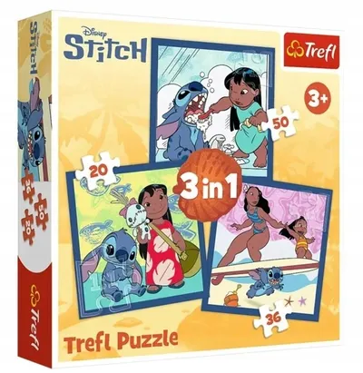 TREFL 34896 Puzzle 3w1 Czas Ze Stitchem