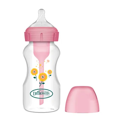 Dr.Browns WB91801 Butelka Szeroka Szyjka 270ml Options+ Dekor Słoneczniki - Różowa