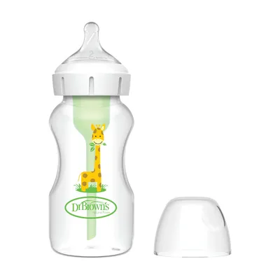 Dr.Browns WB91019 Butelka Szeroka Szyjka 270ml Options+ Ze Smoczkiem 3M+ Dekor Żyrafa