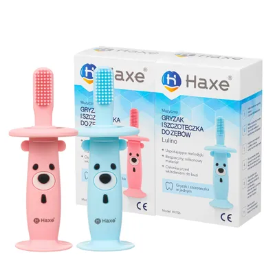 HAXE HX703 Muzyczna Szczoteczka - Gryzak Dla Dzieci Lulino 6M+ Różowa