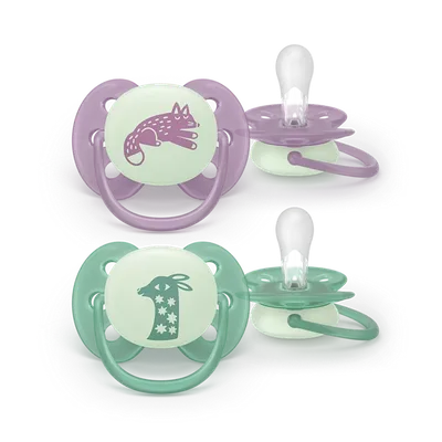 AVENT SCF094/04 Smoczek Uspokajający SOOTHER SOFT 6-18 NIGHT&DAY Lis/Żyrafka