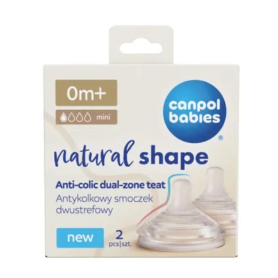 CANPOL 21/750 Smoczek Dwustrefowy Natural Shape 0m + 2 szt