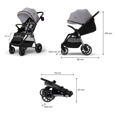 KINDERKRAFT Wózek Spacerowy GRANDE 2 Moonlight Grey