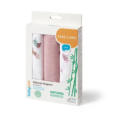 B.O.397/14 Naturalne Pieluszki Z Włókien Bambusa NATURAL BAMBOO - Różowy