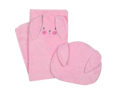 DUET BABY 693 Kocyk SOFT ANIMALS Haft Z Poduszką 80x90