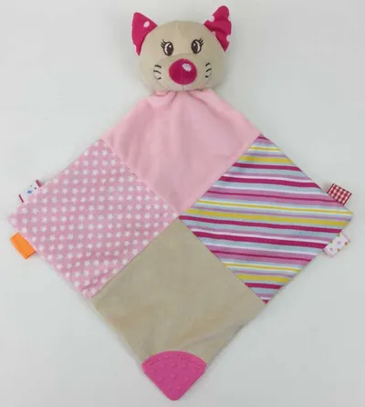BABY MIX STK-18984 Przytulanka Z Gryzakiem Kotek (Szeleścik) 37192 - Różowy