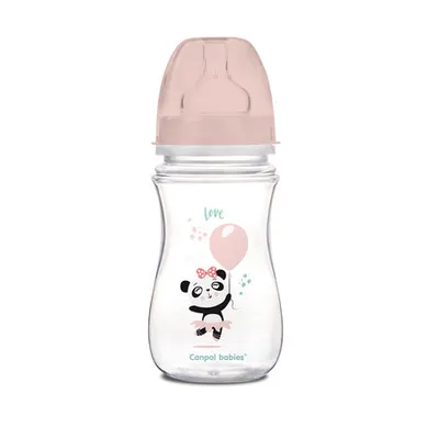 CANPOL 35/222 Butelka Szeroka Antykolkowa EasyStart Exotic 300ml - Różowy