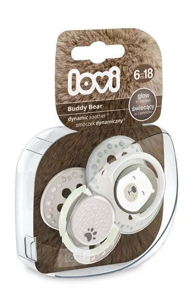 LOVI 22/865 Smoczek Silikonowy Dynamiczny 6-18M 2szt Buddy Bear