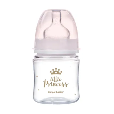 CANPOL 35/233 Butelka Szeroka Antykolkowa 120ml Easy Start Royal - Różowa