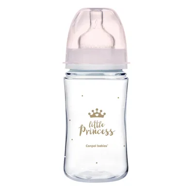 CANPOL 35/234 Butelka Szeroka Antykolkowa 240ml Easy Start Royal - Różowa