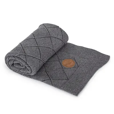 CEBA 812-118-268 Kocyk Dziany 90x90 W Opakowaniu Prezentowym Ryż GRATIS Składana Mata Do Przewijania 60x40 Rowanberry - Grafitowy