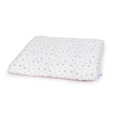 CEBA 848-626-604 Pokrowiec Na Przewijak Miękki (75x72) 2 szt Grey Stars, Light Grey+ Pink Stars, Pink GRATIS Składana Mata Do Przewijania 60x40 Rowanberry