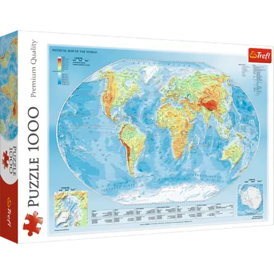TREFL 10463 Puzzle 1000 Mapa Fizyczna Świata