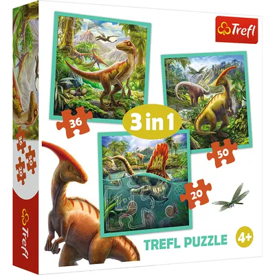 TREFL 34837 Puzzle 3w1 Niezwykły Świat Dinozaurów