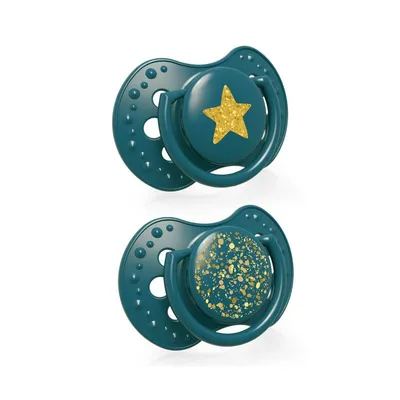 LOVI 22/893 Smoczek Silikonowy Dynamiczny 3-6M 2 szt Stardust Green