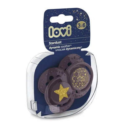 LOVI 22/893 Smoczek Silikonowy Dynamiczny 3-6M 2 szt Stardust Violet