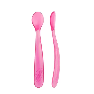 CHICCO 00006828110000 Miękkie Łyżeczki Silikonowe 6M+ 2 szt Pink