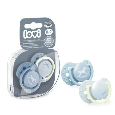 LOVI 22/900 Smoczek Silikonowy Dynamiczny 0-2M 2 szt Baby Shower Boy