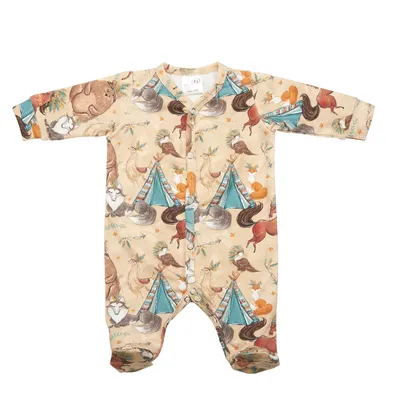 BinW 01393 Pajac Niemowlęcy Dł Rękaw Boho Misiek 56/62