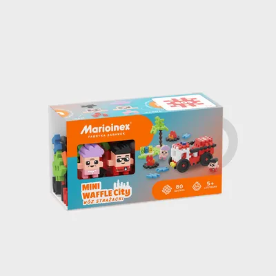 MARIOINEX 903193 Klocki Waffle Mini - Wóz Strażacki 80 el