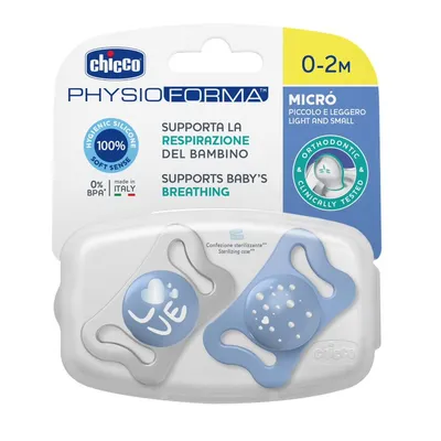 CHICCO 00075126210000 Smoczek MICRO Sil 0-2M 2 szt - Niebieski