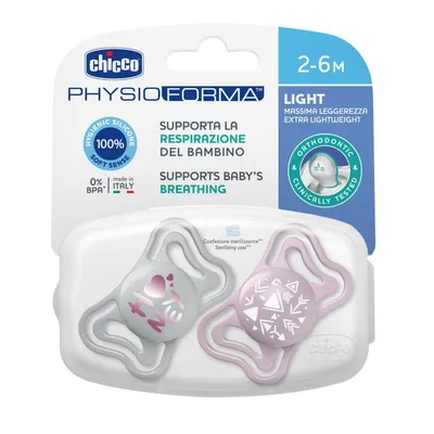 CHICCO 00071037110000 Smoczek PHYSIO LIGHT 2-6M Sil 2 szt Róż