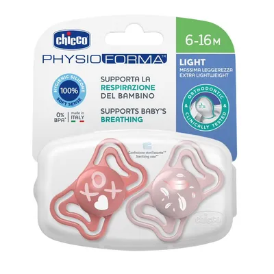 CHICCO 00071038110000 Smoczek PHYSIO LIGHT 6-16M Sil 2 szt Róż