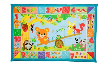 CHICCO FOREST 0M+ Mata Edukacyjna, Duży Rozmiar Z Pętlami Na Zabawki