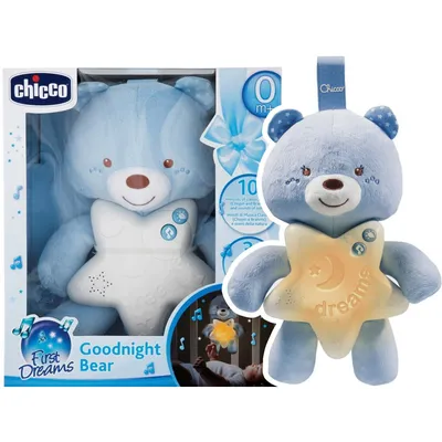 CHICCO 0M+ Miś Uspokajający Dla Niemowląt, Muzyka I Światło - Niebieski