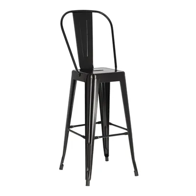 Hoker Barowy MEBLIVA Paris Back 75cm, Metal, Industrialny - Czarny