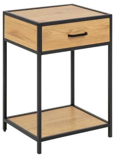 Szafka Nocna MEBLIVA Seaford MDF Metal Z Blatem - Czarny