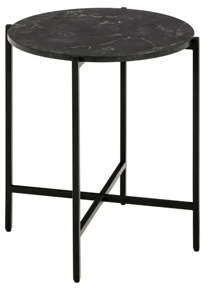 Stolik Kawowy MEBLIVA Lamoine, Metal MDF, Okrągły 40 cm - Czarny